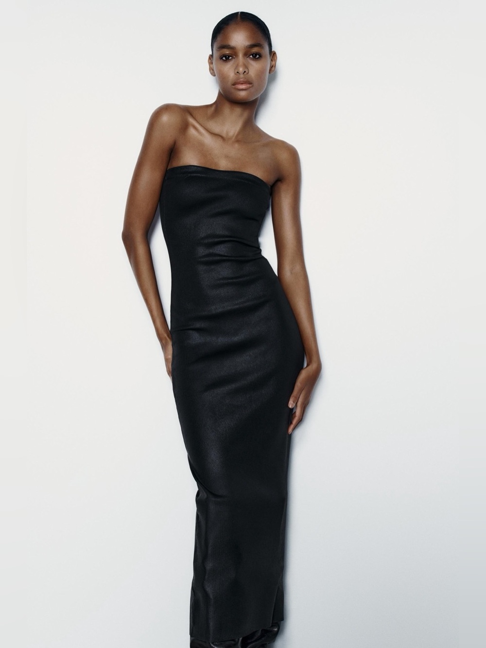 ZARA Foil Knit Midi Dress